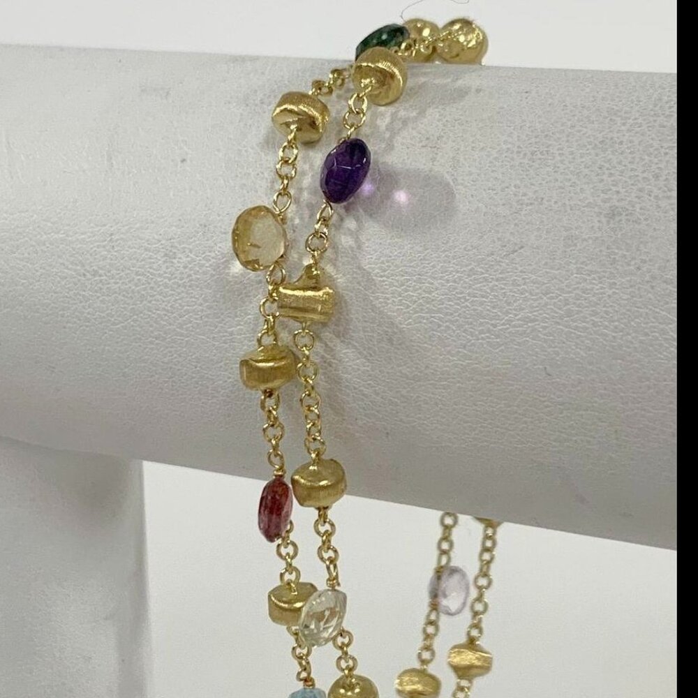 Marco Bicego Paradise 18K 2 Strand Bracelet 6.75-7.5" Multi-Gemstone 10g - Picture 2 of 13